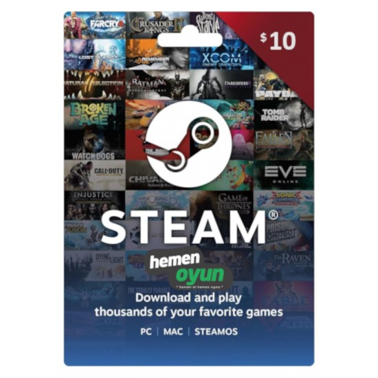 Steam Gift Card 10 USD Dolar Cüzdan Kodu